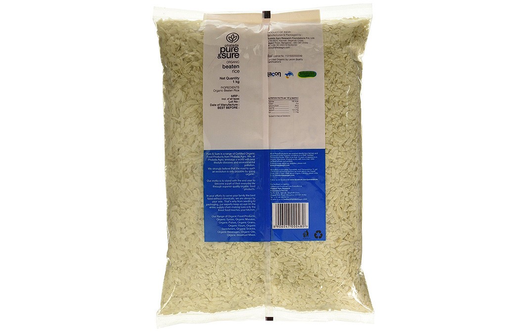 Pure & Sure Organic Beaten Rice    Pack  1 kilogram